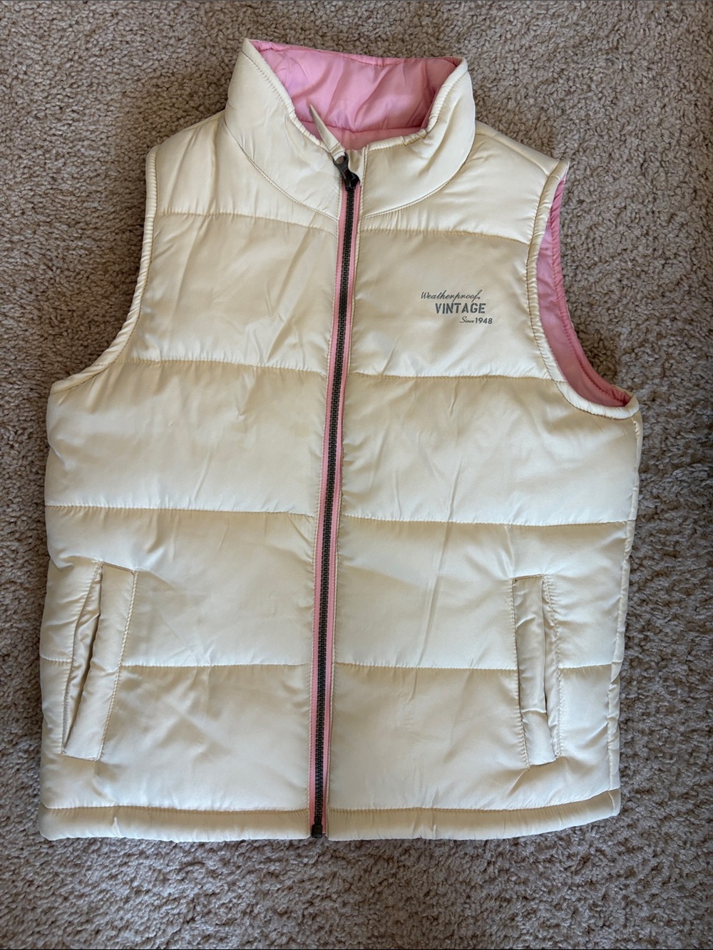 Weatherproof Kids Cream and Pink Puffer Vest